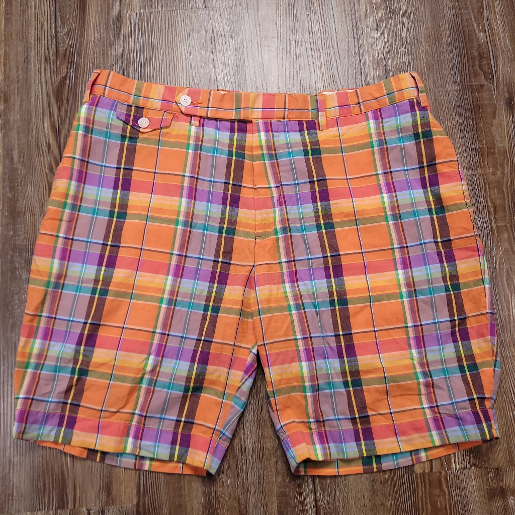 Vintage 1980s Polo Ralph Lauren Authentic India Madras Plaid Chino Shorts 38